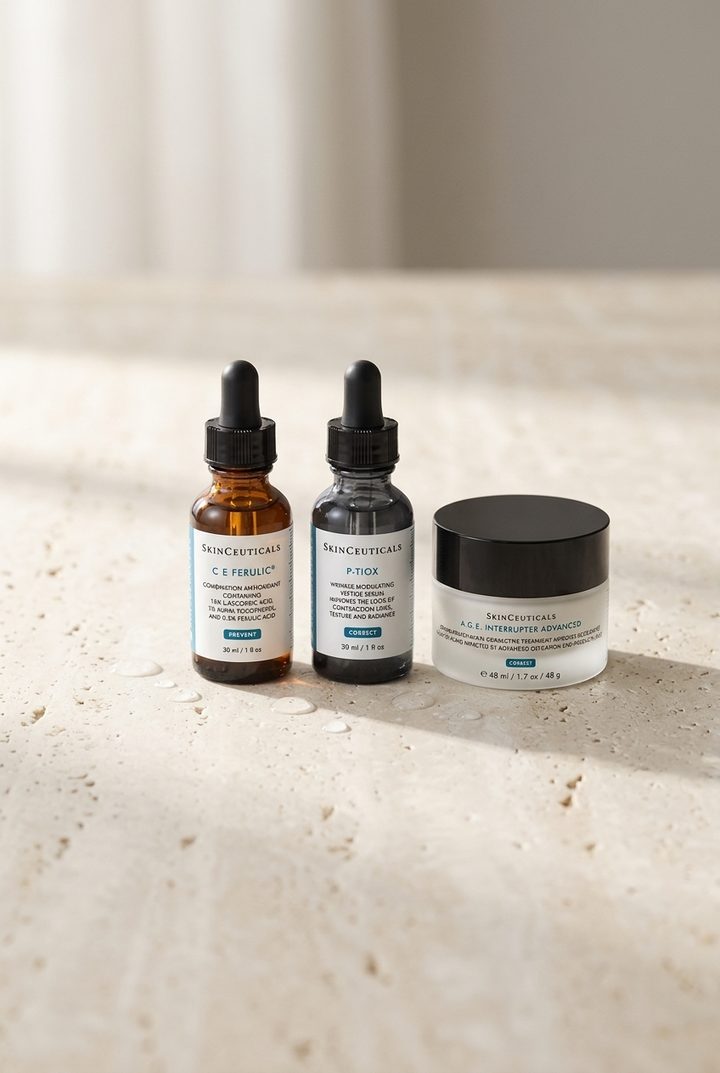 SkinCeuticals C E Ferulic, P-TIOX, A.G.E. Interrupter Advanced