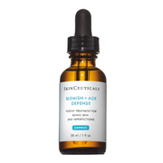 SkinCeuticals Blemish + Age Defense skincare dropper bottle on a white background
