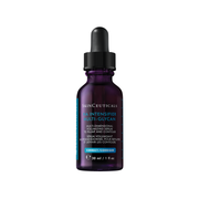 A dropper bottle of SkinCeuticals HA Intensifier Multi-Glycan, a skin care product with a purple label.