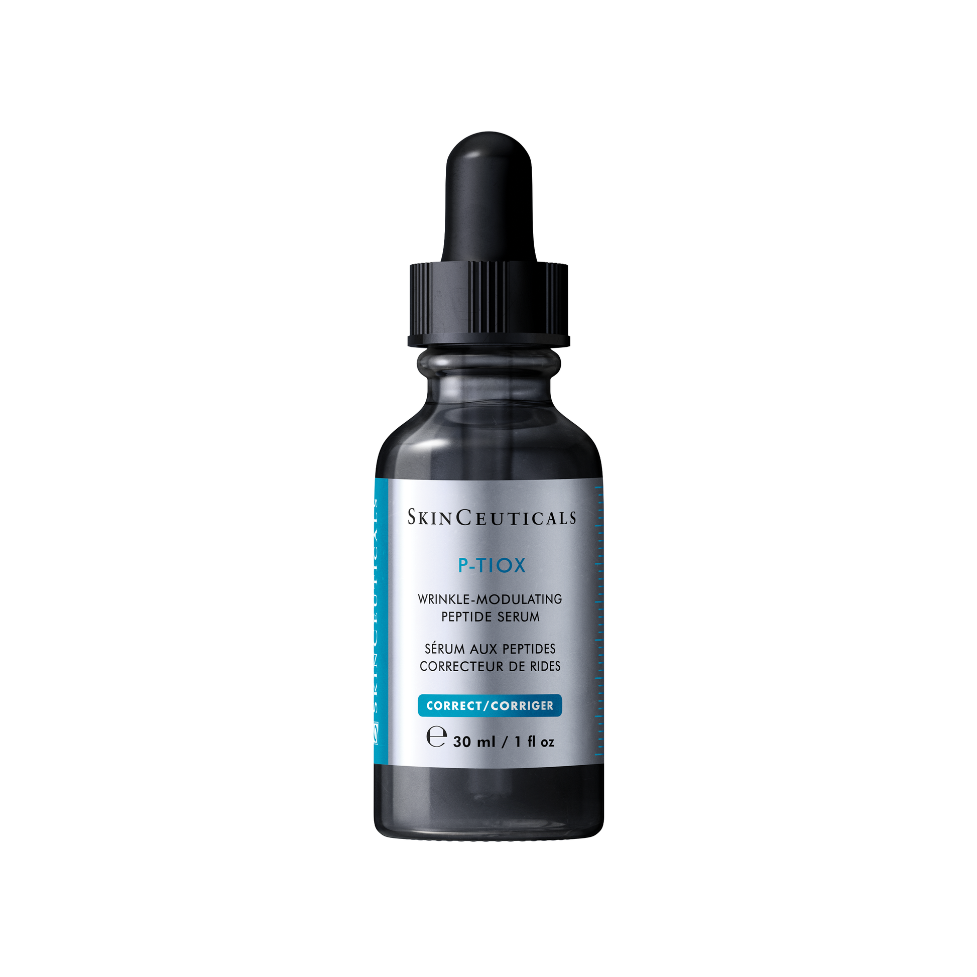 A bottle of SkinCeuticals P-TIOX, a wrinkle-attenuating peptide serum.