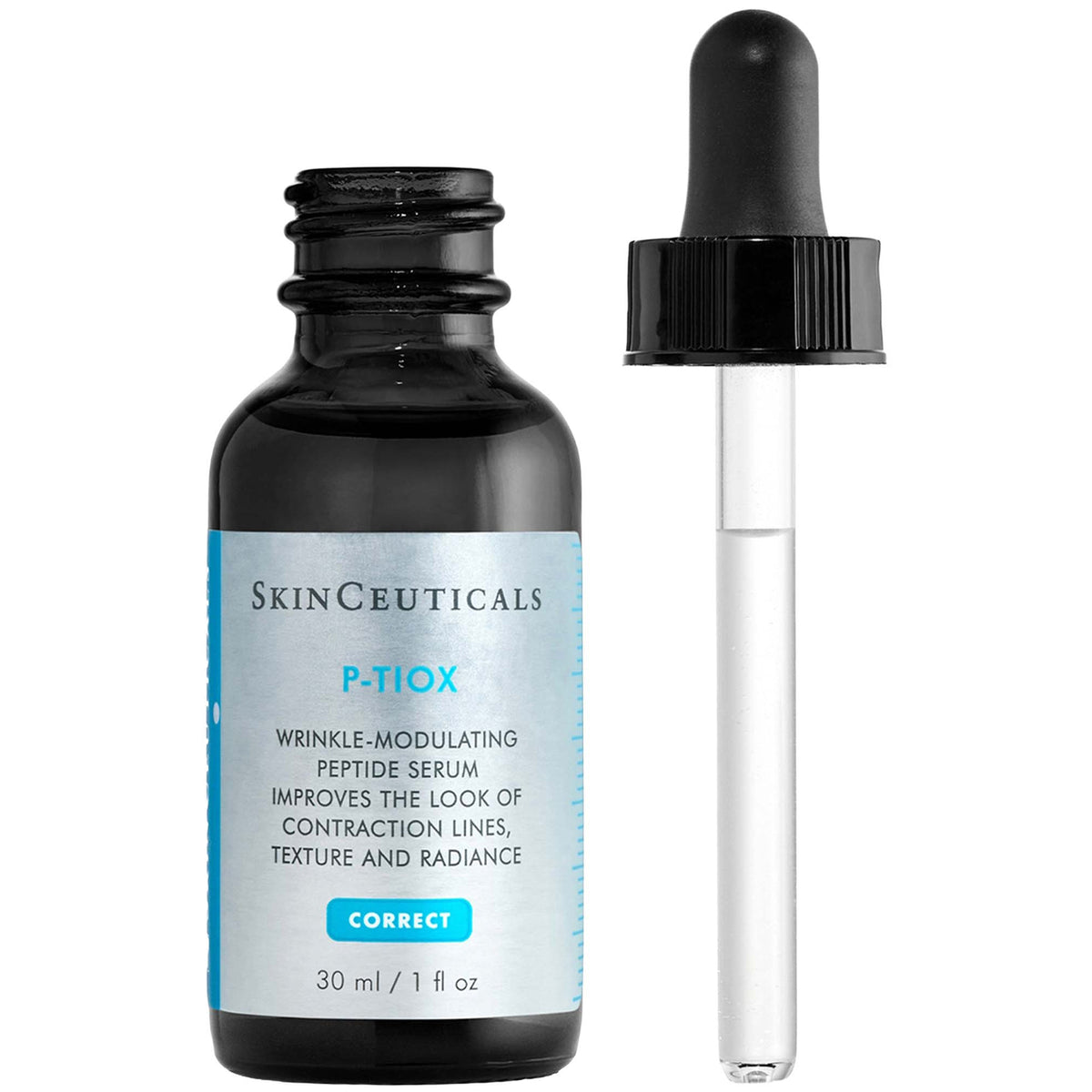 SkinCeuticals P-TIOX serum bottle with dropper on a white background