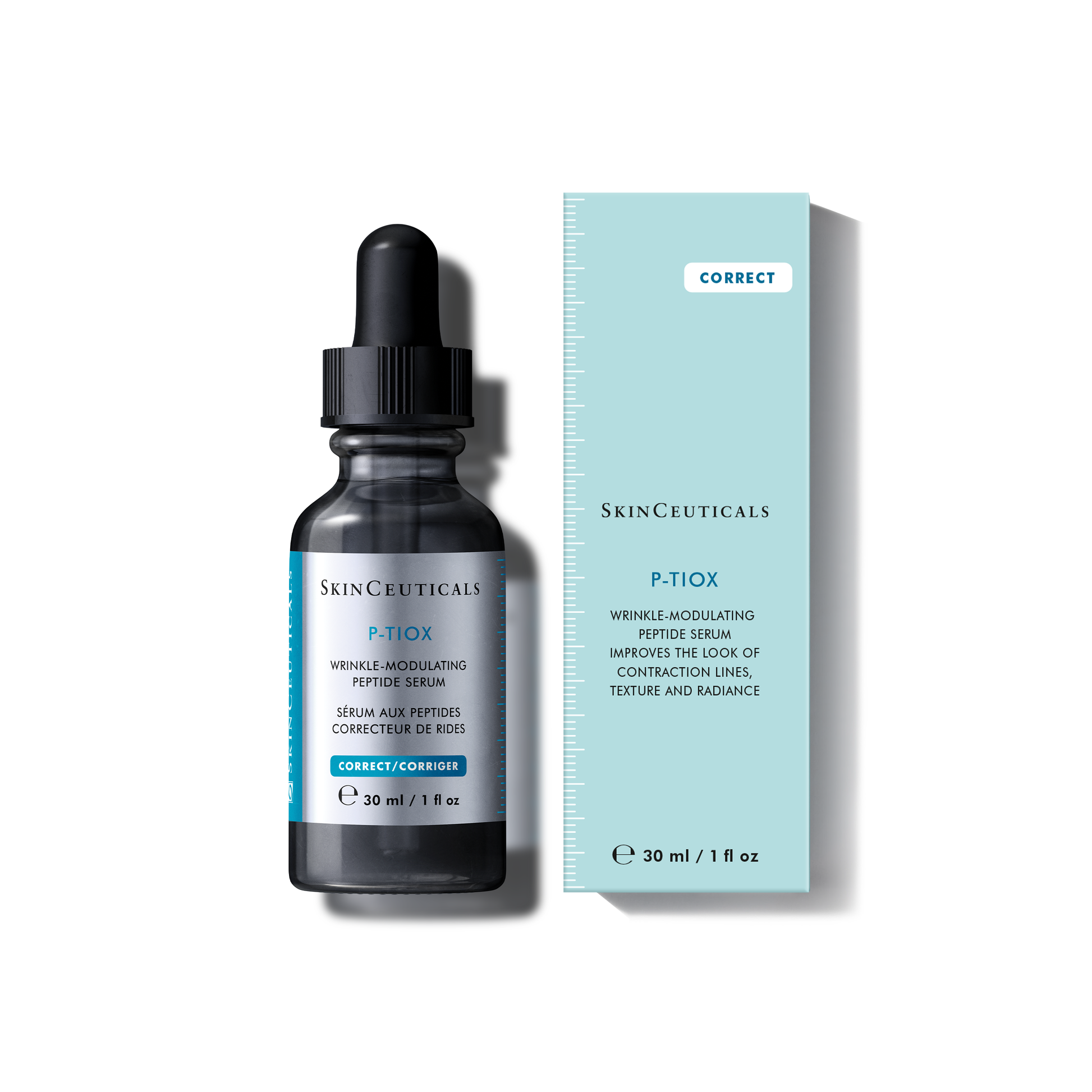 SkinCeuticals P-TiOX serum bottle and packaging on a white background