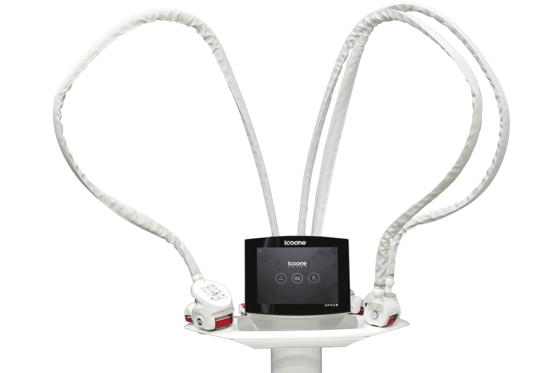 White and red device with a black component on a white background